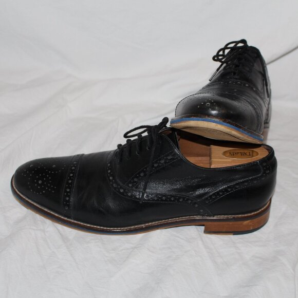 Johnston & Murphy Brogue/Wing Tip Style Black Lace Oxford Dress Shoe Men 11 - Picture 8 of 16